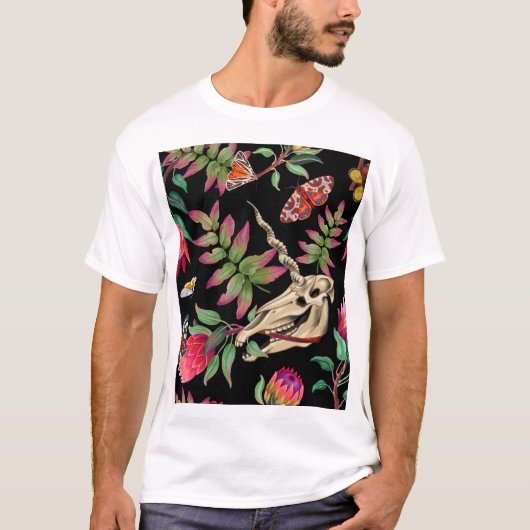 Magische bos eenhoorn donker patroon. t-shirt (Voorkant)