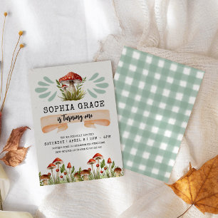 Magische Bos Paddestoel 1e Verjaardag Kaart