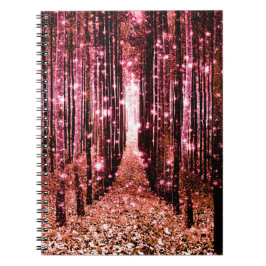 Magische bos perzik roze notitieboek