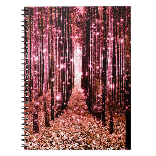 Magische bos perzik roze notitieboek (Voorkant)