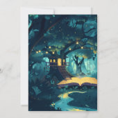 Magische bos verjaardagsfeestje kaart (Achterkant)