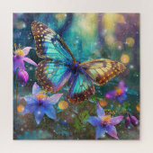 Magische bos vlinder en bloemen legpuzzel (Verticaal)