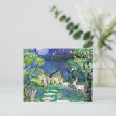 Magische bosdieren en huisje dank je wel briefkaart (Staand voorkant)