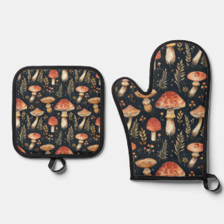 magische bospaddenstoel ovenwant & pannenlap set