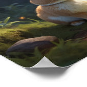 Magische bosscène met schattig konijn poster (Hoek)