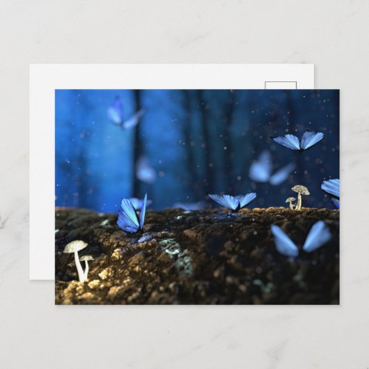 Magische Bossen met botervliegen en paddenstoelen Briefkaart (Voorkant / Achterkant)