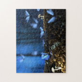 Magische Bossen met botervliegen en paddenstoelen Legpuzzel (Verticaal)