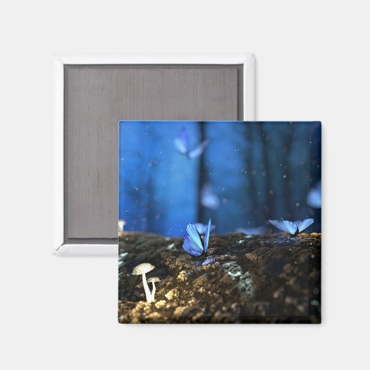 Magische Bossen met botervliegen en paddenstoelen Magneet (Voorkant / Achterkant)