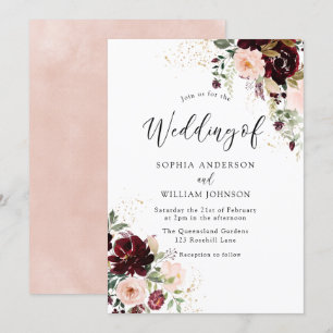 Magische Bourgogne Blush Red Wine Flowers Weddensc Kaart