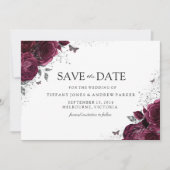 Magische Bourgogne Rozen Floral Weddenschap Save The Date (Voorkant)