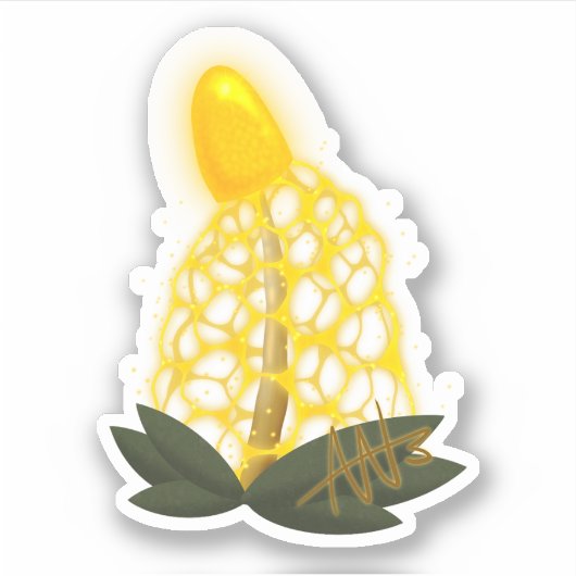 Magische bruidssluier Sparkly gele paddenstoel ges Sticker (Voorkant)