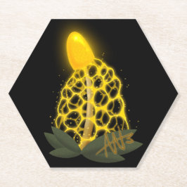 Magische bruidssluier Sparkly Gele Paddestoel Kartonnen Onderzetters