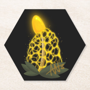 Magische bruidssluier Sparkly Gele Paddestoel Kartonnen Onderzetters