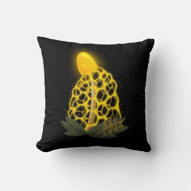 Magische bruidssluier Sparkly Gele Paddestoel Kussen (Voorkant)