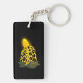 Magische bruidssluier Sparkly Gele Paddestoel Sleutelhanger (achterkant)