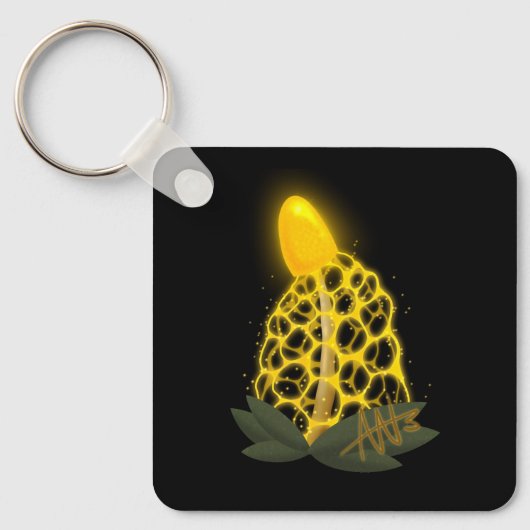 Magische bruidssluier Sparkly Yellow Mushroom Meta Sleutelhanger (Voorkant)