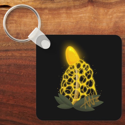 Magische bruidssluier Sparkly Yellow Mushroom Meta Sleutelhanger (Voorkant)