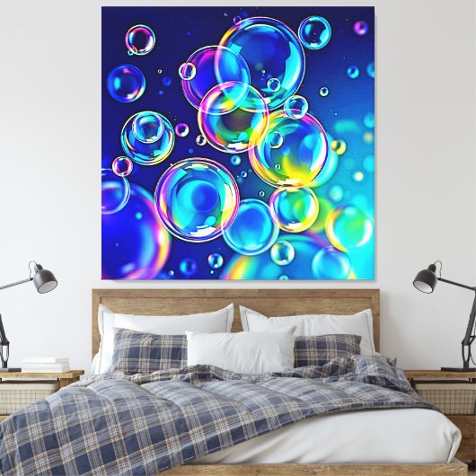 Magische bubbelkleuren canvas afdruk (Insitu (Slaapkamer))