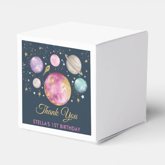 Magische buitenruimte eerste reis rond zondag bedankdoosjes (Achterkant)