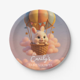 Magische Bunny Hot Air Ballon met sterrenaccenten Papieren Bordje