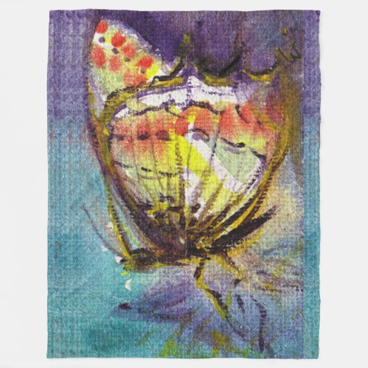 MAGISCHE BUTTERFLES IN BLAUW FLEECE DEKEN (Voorkant)