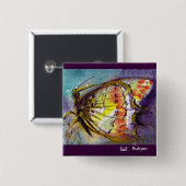 MAGISCHE BUTTERFLES IN BLAUW VIERKANTE BUTTON 5,1 CM (Voorkant /achterkant)