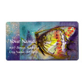 MAGISCHE BUTTERFLES IN BLUE GOLD SPARKLES ETIKET (Voorkant)