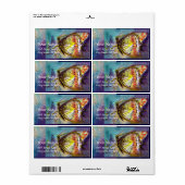 MAGISCHE BUTTERFLES IN BLUE GOLD SPARKLES ETIKET (Full Sheet)