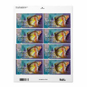 MAGISCHE BUTTERFLES IN BLUE GOLD SPARKLES ETIKET (Full Sheet)