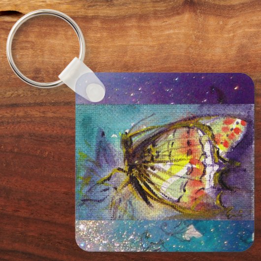 MAGISCHE BUTTERFLES IN BLUE SPARKLES SLEUTELHANGER (Voorkant)