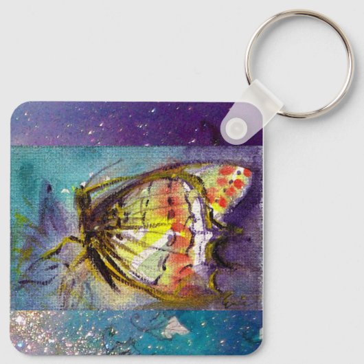 MAGISCHE BUTTERFLES IN BLUE SPARKLES SLEUTELHANGER (Achterkant)