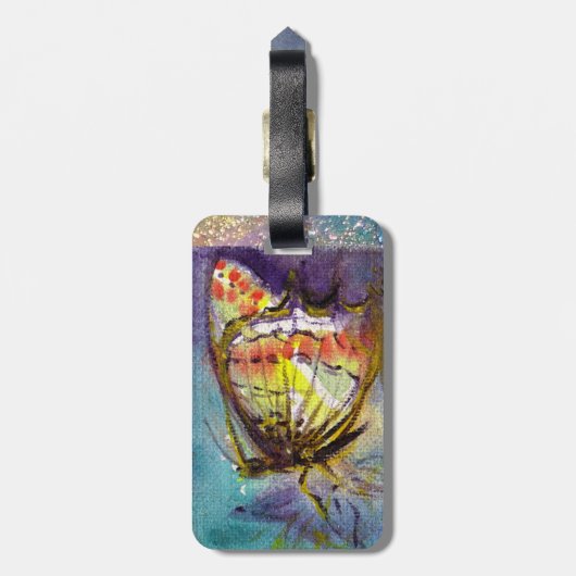 MAGISCHE BUTTERFLES IN GOUDEN SPARKLES BAGAGELABEL (Achterkant verticaal)