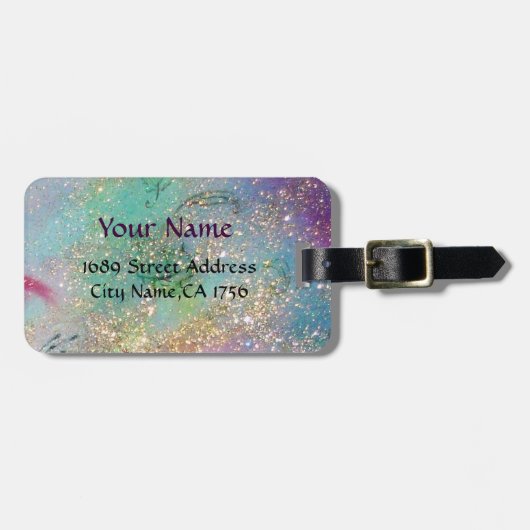 MAGISCHE BUTTERFLES IN GOUDEN SPARKLES BAGAGELABEL (Voorkant horizontaal)