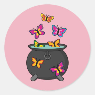 Magische Butterflies uit een Cauldron Ronde Sticker