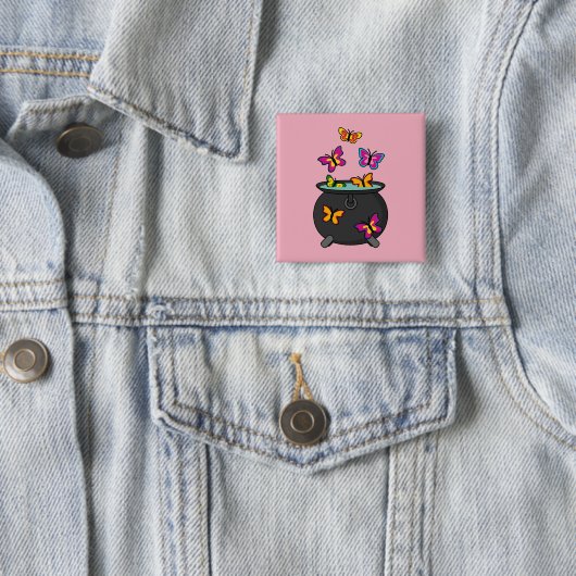 Magische Butterflies uit een Cauldron Vierkante Button 5,1 Cm (In situ)