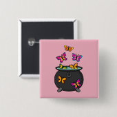 Magische Butterflies uit een Cauldron Vierkante Button 5,1 Cm (Voorkant /achterkant)