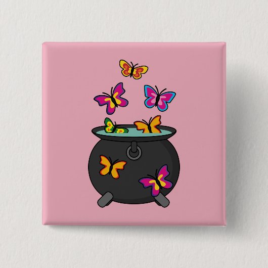 Magische Butterflies uit een Cauldron Vierkante Button 5,1 Cm (Voorkant)