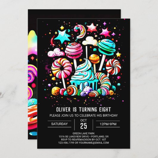 Magische Candyland Extravaganza Verjaardag Kaart (Voorkant / Achterkant)