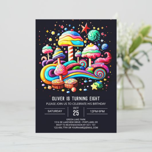 Magische Candyland Verjaardag Kaart (Staand voorkant)