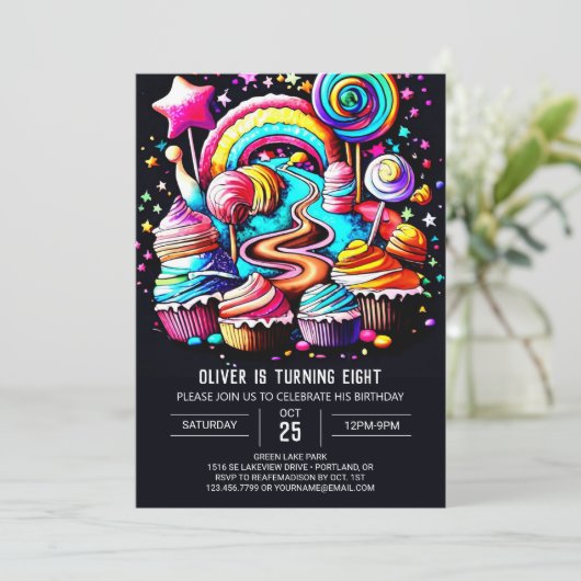 Magische Candyland Verjaardag Kaart (Staand voorkant)