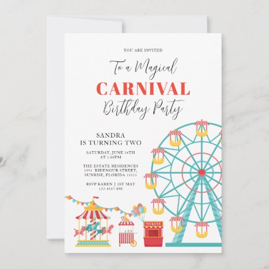 Magische carnaval Birthday Kaart (Voorkant)