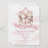 🎠✨ Magische Carrousel Paard Verjaardagsuitnodigin Kaart (Voorkant)