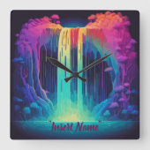 Magische cascade, boeiende sereniteit vierkante klok (Voorkant)