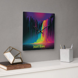 Magische cascade, boeiende sereniteit vierkante klok