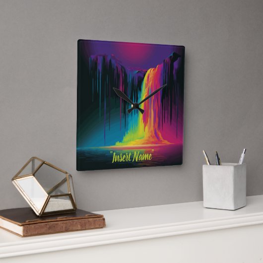 Magische cascade, boeiende sereniteit vierkante klok (Kantoor)