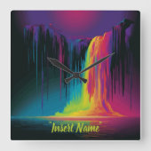 Magische cascade, boeiende sereniteit vierkante klok (Voorkant)