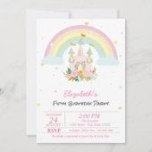 Magische Castle Floral Rainbow Birthday Kaart (Voorkant)