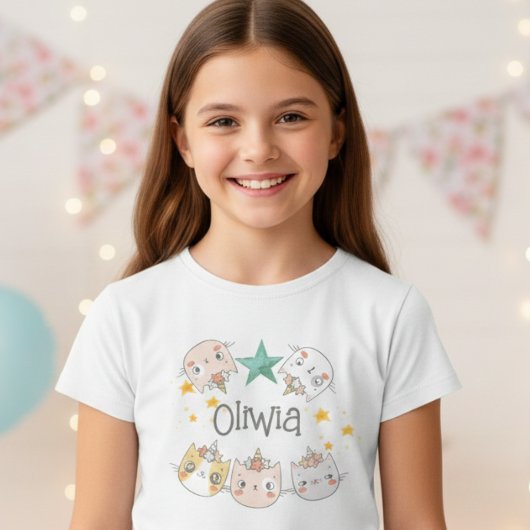 Magische caticorn Girl-shirt T-shirt