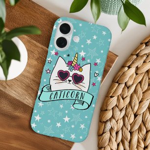 Magische Caticorn Kawaii Cartoon Eenhoorn Kat iPhone 16 Hoesje