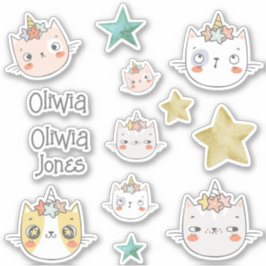 Magische caticorn Kawaii Green Sticker pack